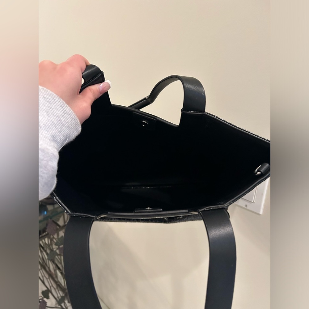 Calvin Klein Black Croc-Patterned Tote - Picture 2 of 4